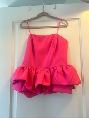 DO+BE Hot Pink Spaghetti Strap Peplum Top